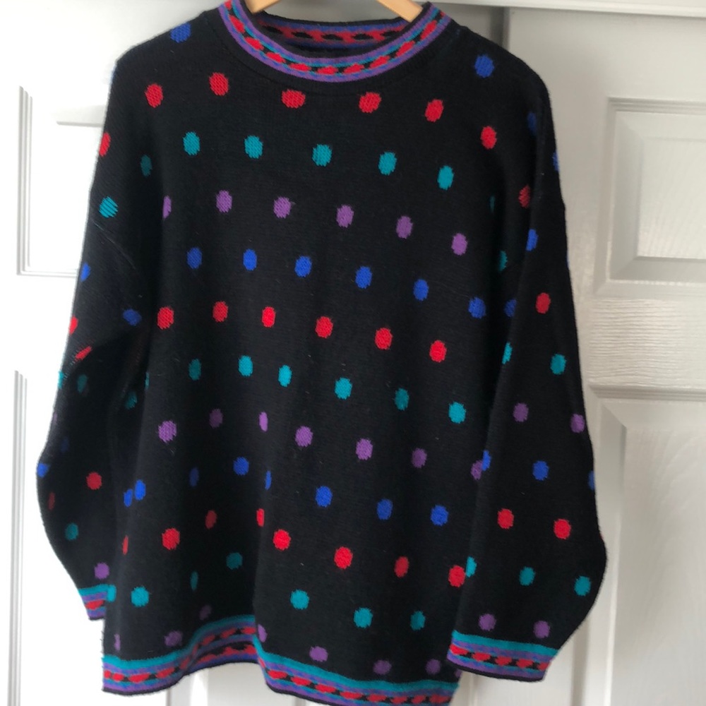 Colorful Polka Dot Crew Neck Sweater
